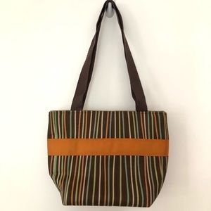 Brown Orange & Green Stripe Print y2k Purse